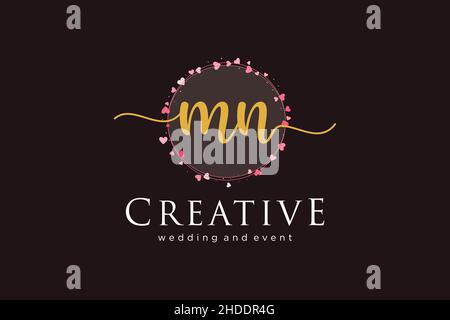 MN feminine logo. Usable for Logo for fashion,photography, wedding, beauty, business. Flat Vector Logo Design Template Element. Stock Vector