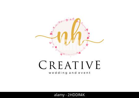 NH feminine logo. Usable for Logo for fashion,photography, wedding, beauty, business. Flat Vector Logo Design Template Element. Stock Vector