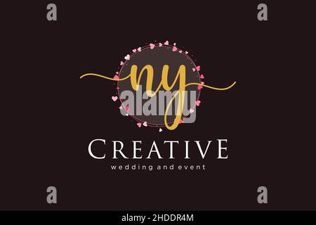 NY feminine logo. Usable for Logo for fashion,photography, wedding, beauty, business. Flat Vector Logo Design Template Element. Stock Vector
