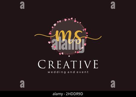 MS feminine logo. Usable for Logo for fashion,photography, wedding, beauty, business. Flat Vector Logo Design Template Element. Stock Vector