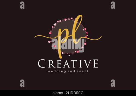 PL feminine logo. Usable for Logo for fashion,photography, wedding, beauty, business. Flat Vector Logo Design Template Element. Stock Vector