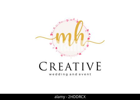 MH feminine logo. Usable for Logo for fashion,photography, wedding, beauty, business. Flat Vector Logo Design Template Element. Stock Vector