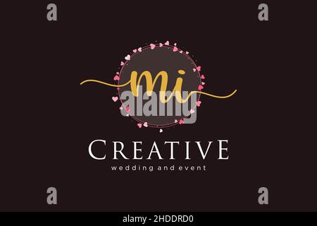 MI feminine logo. Usable for Logo for fashion,photography, wedding, beauty, business. Flat Vector Logo Design Template Element. Stock Vector