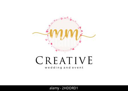 MM feminine logo. Usable for Logo for fashion,photography, wedding, beauty, business. Flat Vector Logo Design Template Element. Stock Vector