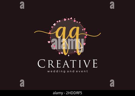 QQ feminine logo. Usable for Logo for fashion,photography, wedding, beauty, business. Flat Vector Logo Design Template Element. Stock Vector