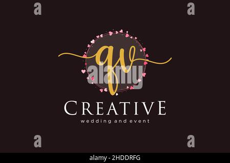 QV feminine logo. Usable for Logo for fashion,photography, wedding, beauty, business. Flat Vector Logo Design Template Element. Stock Vector