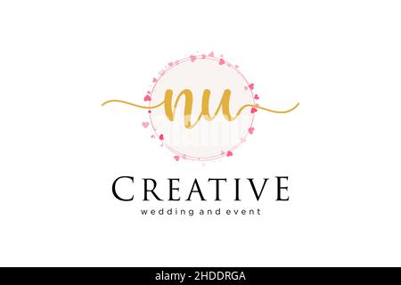 NU feminine logo. Usable for Logo for fashion,photography, wedding, beauty, business. Flat Vector Logo Design Template Element. Stock Vector