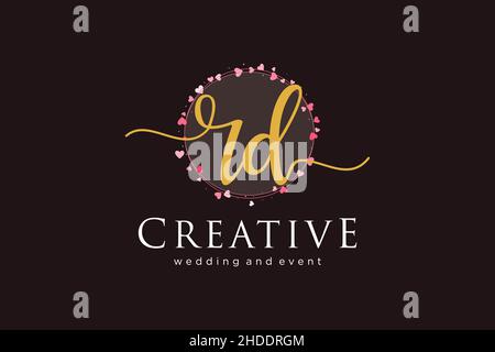 RD feminine logo. Usable for Logo for fashion,photography, wedding, beauty, business. Flat Vector Logo Design Template Element. Stock Vector