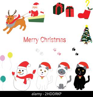christmas card with cats in vector Stock Photo