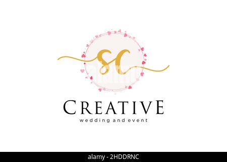 SC feminine logo. Usable for Logo for fashion,photography, wedding, beauty, business. Flat Vector Logo Design Template Element. Stock Vector