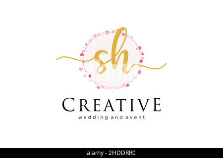 SH feminine logo. Usable for Logo for fashion,photography, wedding, beauty, business. Flat Vector Logo Design Template Element. Stock Vector