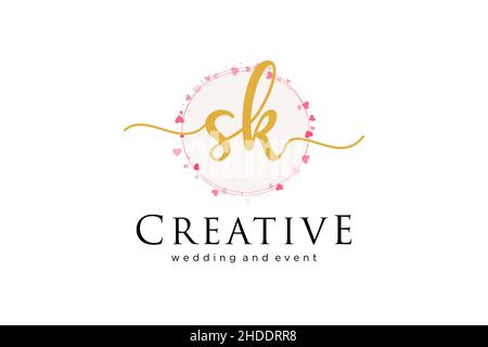 SK feminine logo. Usable for Logo for fashion,photography, wedding, beauty, business. Flat Vector Logo Design Template Element. Stock Vector