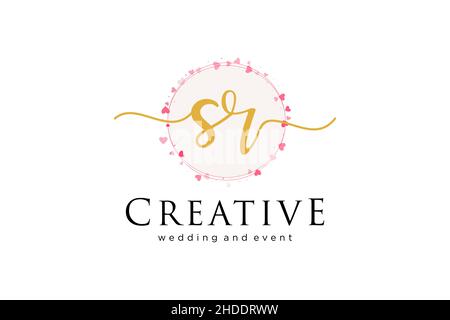 SR feminine logo. Usable for Logo for fashion,photography, wedding, beauty, business. Flat Vector Logo Design Template Element. Stock Vector