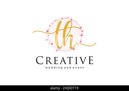 TH feminine logo. Usable for Logo for fashion,photography, wedding, beauty, business. Flat Vector Logo Design Template Element. Stock Vector