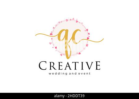 QC feminine logo. Usable for Logo for fashion,photography, wedding, beauty, business. Flat Vector Logo Design Template Element. Stock Vector