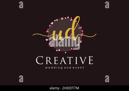 UD feminine logo. Usable for Logo for fashion,photography, wedding, beauty, business. Flat Vector Logo Design Template Element. Stock Vector