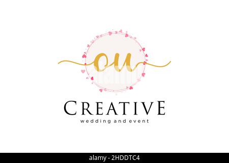 OU feminine logo. Usable for Logo for fashion,photography, wedding, beauty, business. Flat Vector Logo Design Template Element. Stock Vector