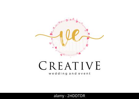 VE feminine logo. Usable for Logo for fashion,photography, wedding, beauty, business. Flat Vector Logo Design Template Element. Stock Vector