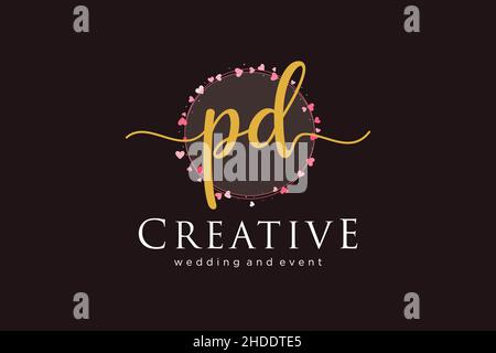 PD feminine logo. Usable for Logo for fashion,photography, wedding, beauty, business. Flat Vector Logo Design Template Element. Stock Vector