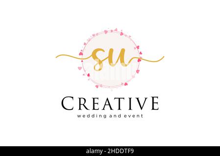 SU feminine logo. Usable for Logo for fashion,photography, wedding, beauty, business. Flat Vector Logo Design Template Element. Stock Vector