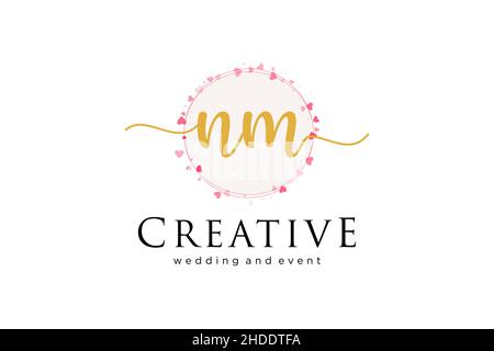 NM feminine logo. Usable for Logo for fashion,photography, wedding, beauty, business. Flat Vector Logo Design Template Element. Stock Vector