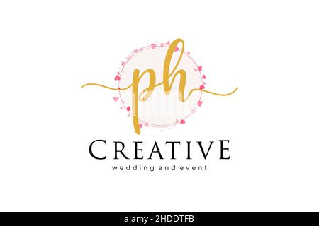 PH feminine logo. Usable for Logo for fashion,photography, wedding, beauty, business. Flat Vector Logo Design Template Element. Stock Vector