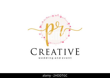 PR feminine logo. Usable for Logo for fashion,photography, wedding, beauty, business. Flat Vector Logo Design Template Element. Stock Vector