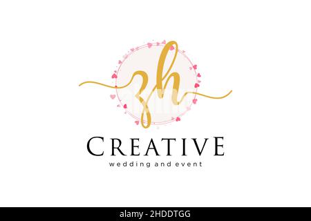 ZH feminine logo. Usable for Logo for fashion,photography, wedding, beauty, business. Flat Vector Logo Design Template Element. Stock Vector