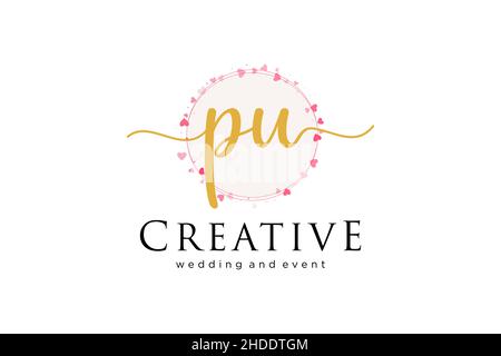 PU feminine logo. Usable for Logo for fashion,photography, wedding, beauty, business. Flat Vector Logo Design Template Element. Stock Vector