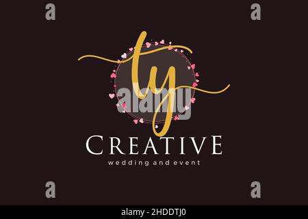 TY feminine logo. Usable for Logo for fashion,photography, wedding, beauty, business. Flat Vector Logo Design Template Element. Stock Vector