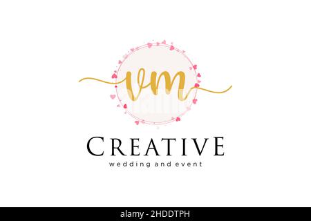VM feminine logo. Usable for Logo for fashion,photography, wedding, beauty, business. Flat Vector Logo Design Template Element. Stock Vector