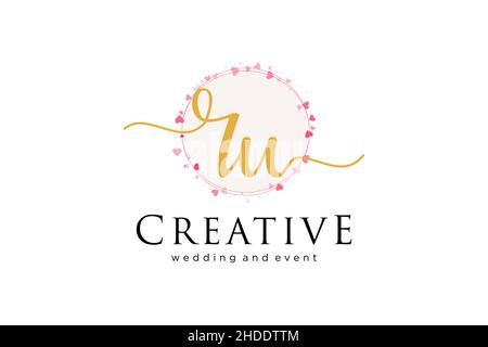 RU feminine logo. Usable for Logo for fashion,photography, wedding, beauty, business. Flat Vector Logo Design Template Element. Stock Vector