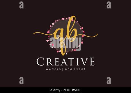 QB feminine logo. Usable for Logo for fashion,photography, wedding, beauty, business. Flat Vector Logo Design Template Element. Stock Vector
