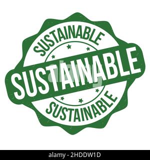 Sustainable grunge rubber stamp on white background, vector illustration Stock Vector