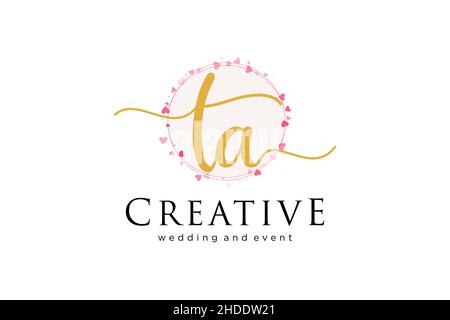 TA feminine logo. Usable for Logo for fashion,photography, wedding, beauty, business. Flat Vector Logo Design Template Element. Stock Vector