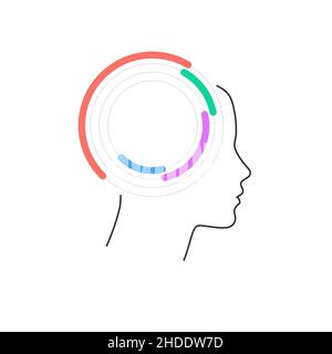 Linear head with circles brain. Problem solving concept. Stock vector illustration isolated Stock Vector