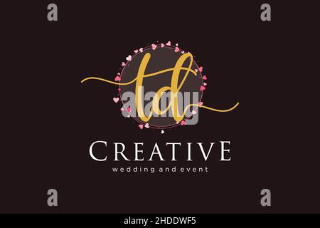 TD feminine logo. Usable for Logo for fashion,photography, wedding, beauty, business. Flat Vector Logo Design Template Element. Stock Vector