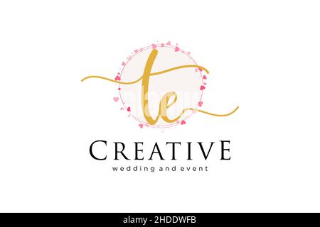 TE feminine logo. Usable for Logo for fashion,photography, wedding, beauty, business. Flat Vector Logo Design Template Element. Stock Vector