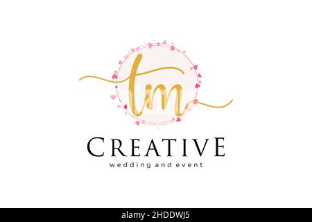 TM feminine logo. Usable for Logo for fashion,photography, wedding, beauty, business. Flat Vector Logo Design Template Element. Stock Vector