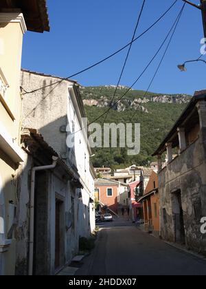 Village houses in Skripero, Corfu, Greece Stock Photo