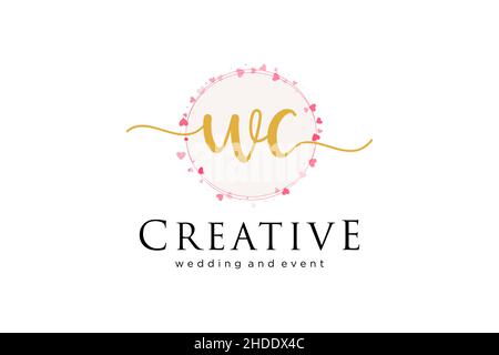 WC feminine logo. Usable for Logo for fashion,photography, wedding, beauty, business. Flat Vector Logo Design Template Element. Stock Vector