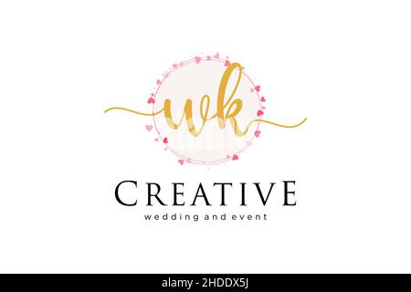 WK feminine logo. Usable for Logo for fashion,photography, wedding, beauty, business. Flat Vector Logo Design Template Element. Stock Vector