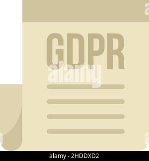 GDPR document icon. Flat illustration of GDPR document vector icon isolated on white background Stock Vector