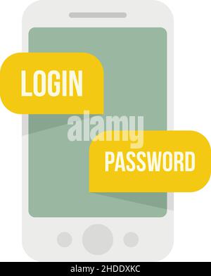 Phone login authentication icon. Flat illustration of Phone login authentication vector icon isolated on white background Stock Vector