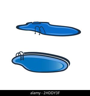 Swimming pool service, aqua logo design vector.EPS 10 Stock Vector