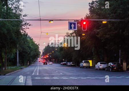 Even view of a street in Almaty, Kazakhstan Stock Photo