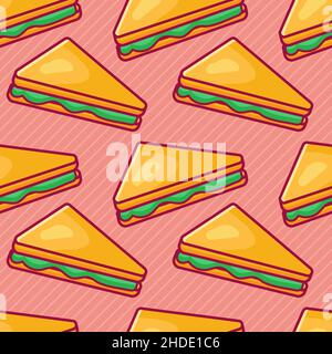 sandwich seamless pattern vector illustration Stock Vector