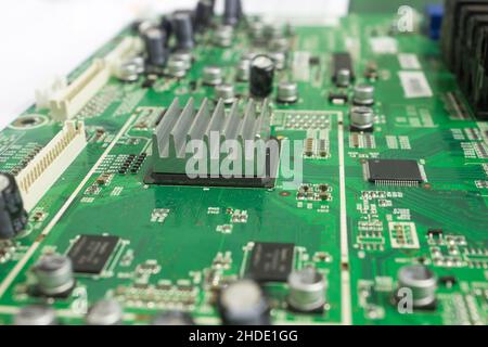 The aluminum heat sink on electronic board. Stock Photo