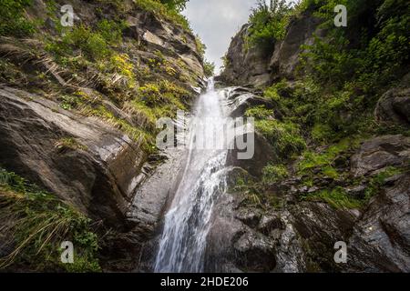 Picture of alpine waterfalls in the alps, in Austria, in Finsterbach. The Finsterbach is a mountain stream on the Gerlitzen in Carinthia. The Finsterb Stock Photo