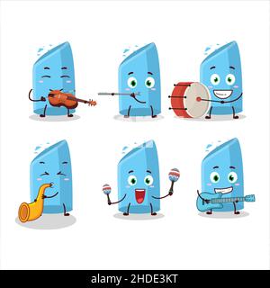 Cartoon character of blue chalk playing some musical instruments. Vector illustration Stock Vector